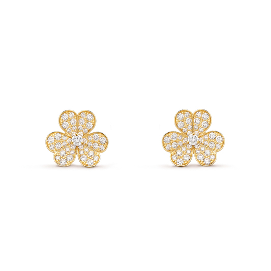 [⭐Corinne]FRIVOLE GOLD FLOWER DIAMOND EARRINGS