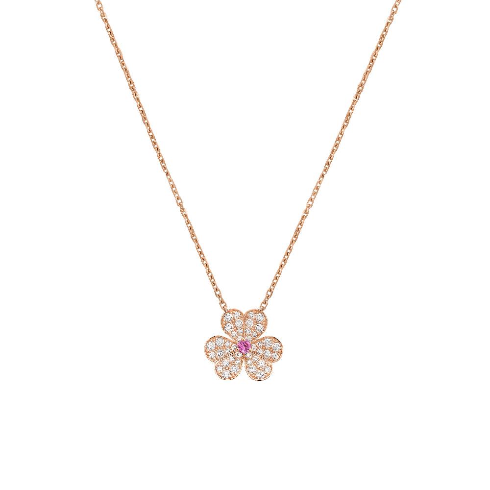 [⭐Corinne]FRIVOLE ROSE GOLD FLOWER DIAMOND NECKLACE