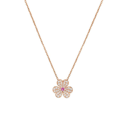 [⭐Corinne]FRIVOLE ROSE GOLD FLOWER DIAMOND NECKLACE