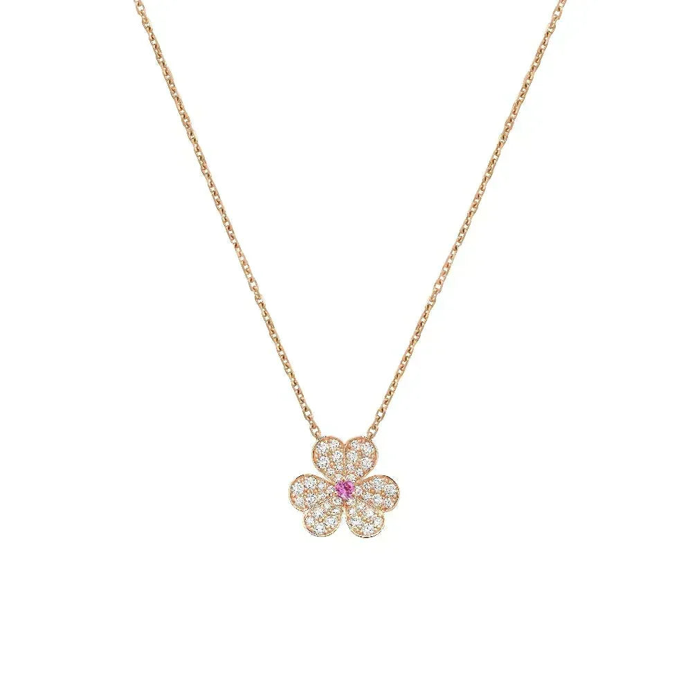 [⭐Corinne]FRIVOLE ROSE GOLD FLOWER DIAMOND NECKLACE