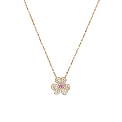 [⭐Corinne]FRIVOLE ROSE GOLD FLOWER DIAMOND NECKLACE