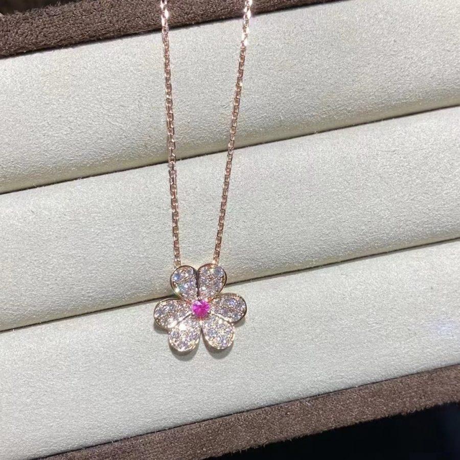 [⭐Corinne]FRIVOLE ROSE GOLD FLOWER DIAMOND NECKLACE