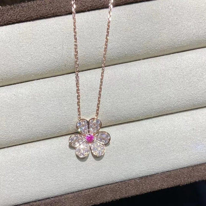 [⭐Corinne]FRIVOLE ROSE GOLD FLOWER DIAMOND NECKLACE