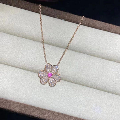 [⭐Corinne]FRIVOLE ROSE GOLD FLOWER DIAMOND NECKLACE