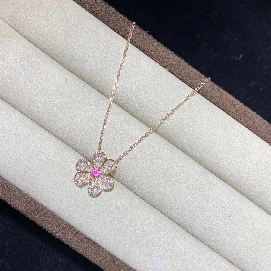 [⭐Corinne]FRIVOLE ROSE GOLD FLOWER DIAMOND NECKLACE