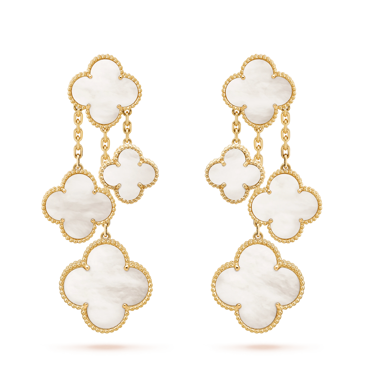 [⭐Corinne]CLOVER EARRINGS WHITE MOP 4 MOTIFS GOLD