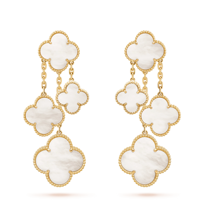 [⭐Corinne]CLOVER EARRINGS WHITE MOP 4 MOTIFS GOLD