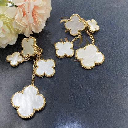 [⭐Corinne]CLOVER EARRINGS WHITE MOP 4 MOTIFS GOLD