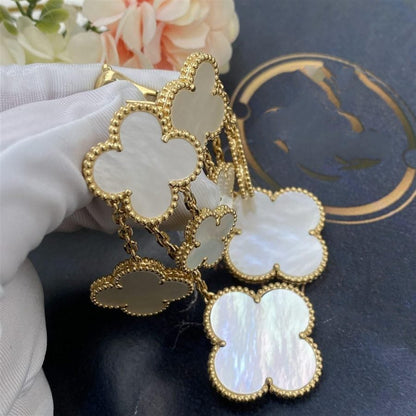 [⭐Corinne]CLOVER EARRINGS WHITE MOP 4 MOTIFS GOLD