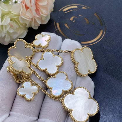 [⭐Corinne]CLOVER EARRINGS WHITE MOP 4 MOTIFS GOLD
