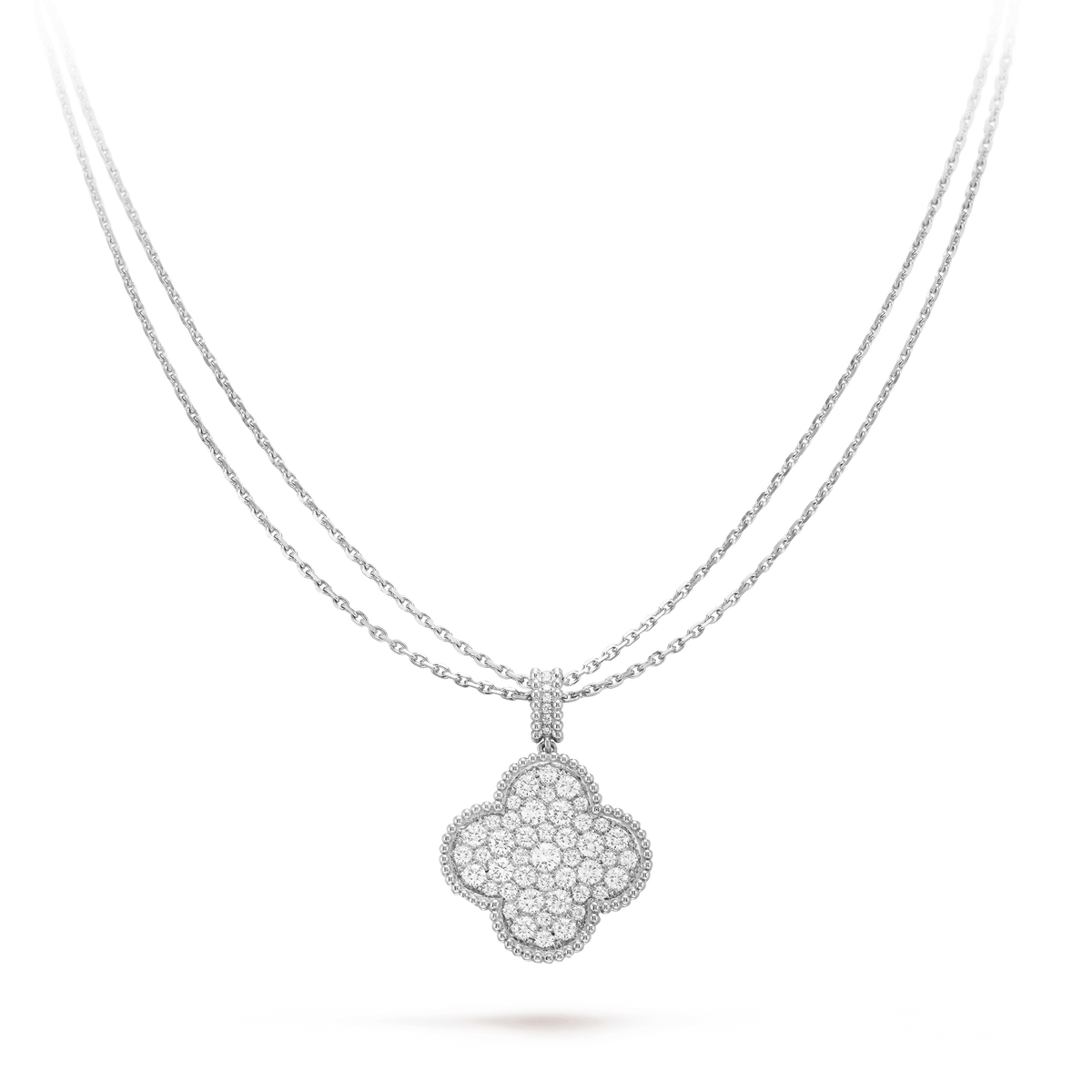 [⭐Corinne]CLOVER 25MM SILVER FULL DIAMOND BIG CLOVER NECKLACE