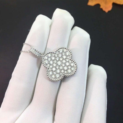[⭐Corinne]CLOVER 25MM SILVER FULL DIAMOND BIG CLOVER NECKLACE