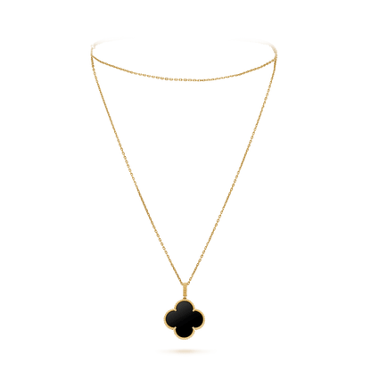 [⭐Corinne]CLOVER 25MM GOLD ONYX BIG CLOVER NECKLACE