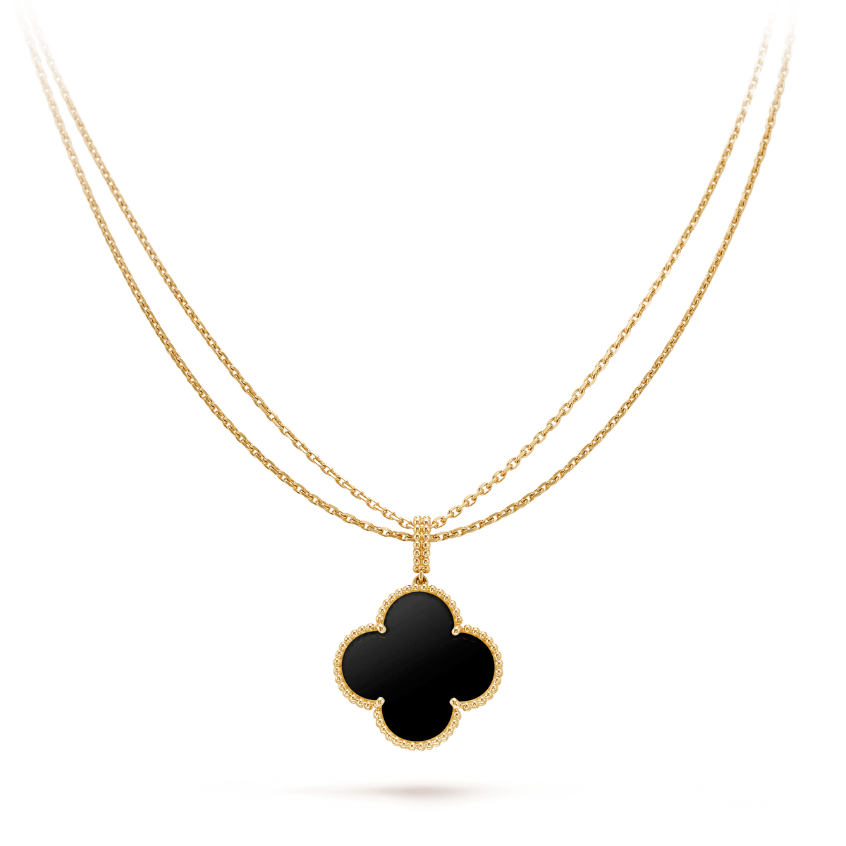 [⭐Corinne]CLOVER 25MM GOLD ONYX BIG CLOVER NECKLACE