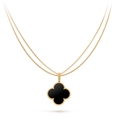 [⭐Corinne]CLOVER 25MM GOLD ONYX BIG CLOVER NECKLACE