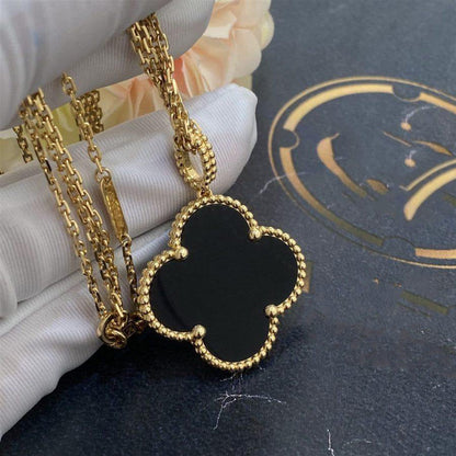 [⭐Corinne]CLOVER 25MM GOLD ONYX BIG CLOVER NECKLACE