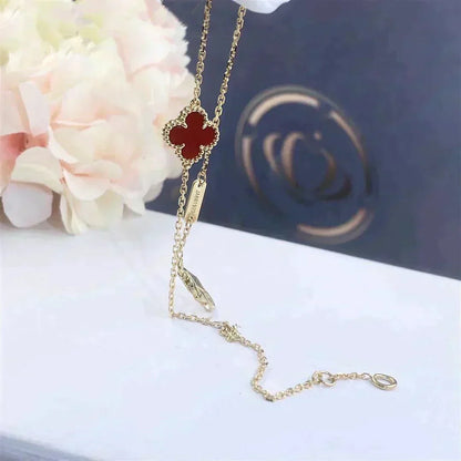 [⭐Corinne]CLOVER  CARNELIAN SINGLE FLOWER BRACELET
