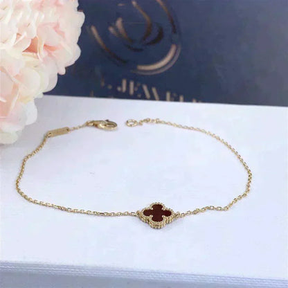 [⭐Corinne]CLOVER  CARNELIAN SINGLE FLOWER BRACELET