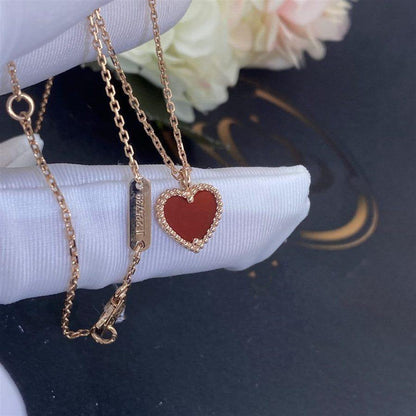 [⭐Corinne]SWEET CLOVER CARNELIAN HEART NECKLACE