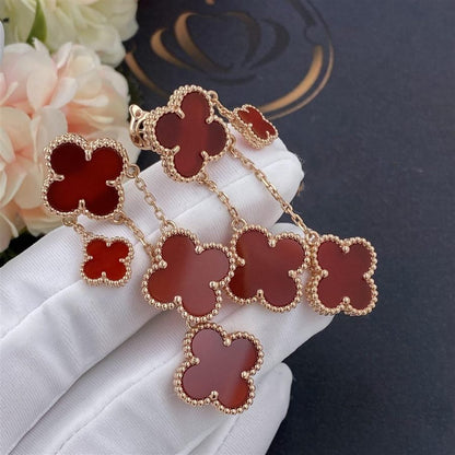 [⭐Corinne]CLOVER EARRINGS CARNELIAN 4 MOTIFS PINK GOLD