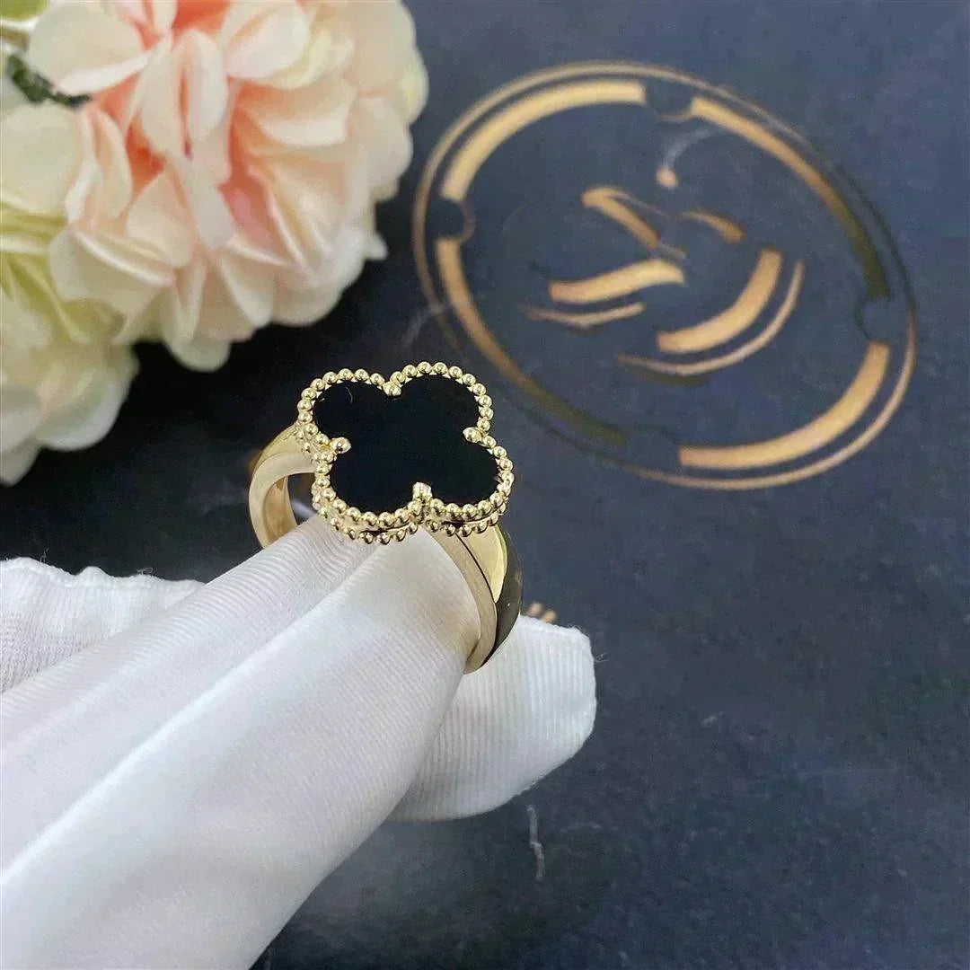 [⭐Corinne]CLOVER ONYX RING