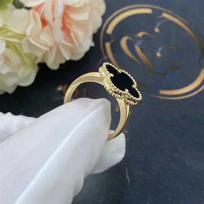 [⭐Corinne]CLOVER ONYX RING