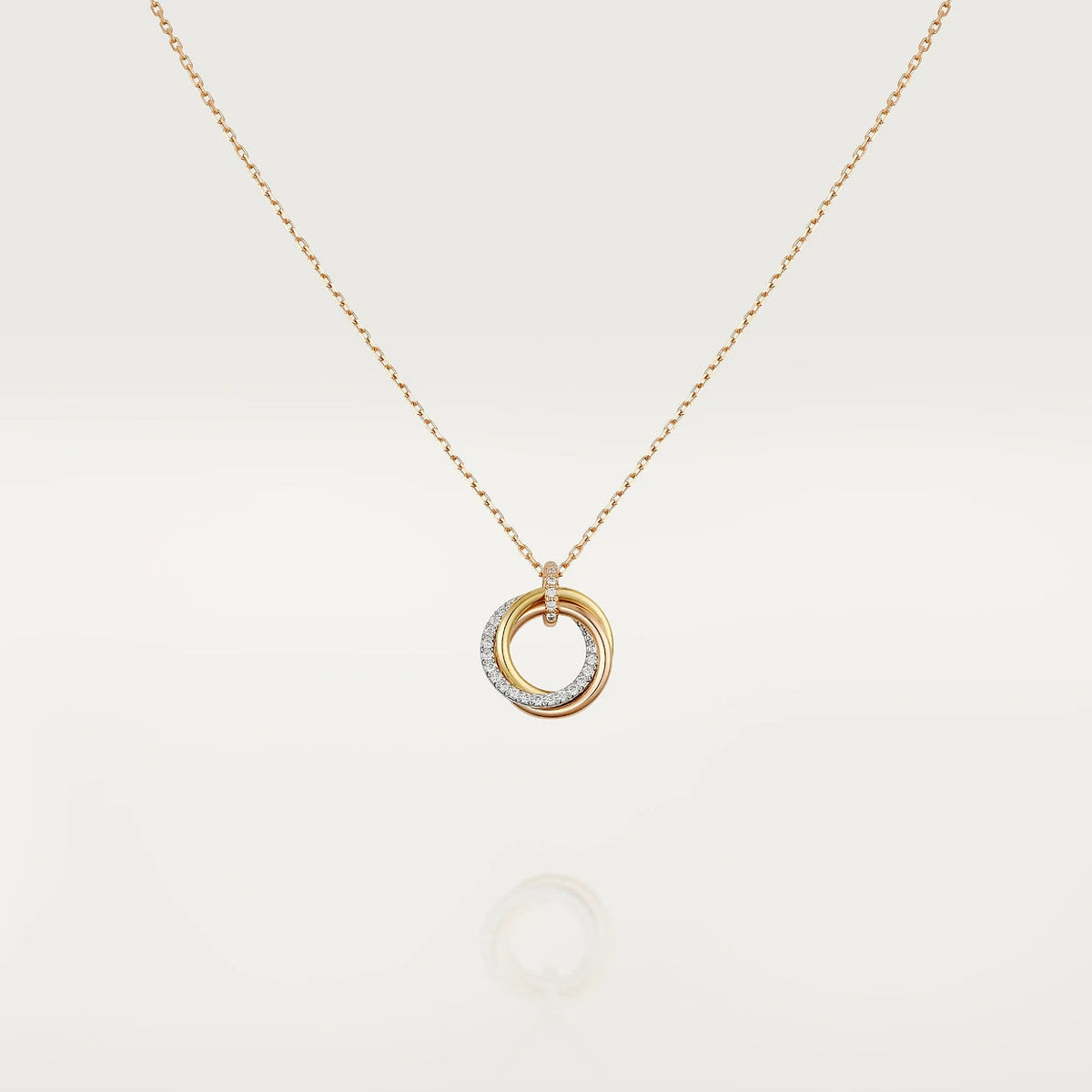 [⭐Corinne]TRINITY NECKLACE SILVER GOLD PINK GOLD DIAMONDS