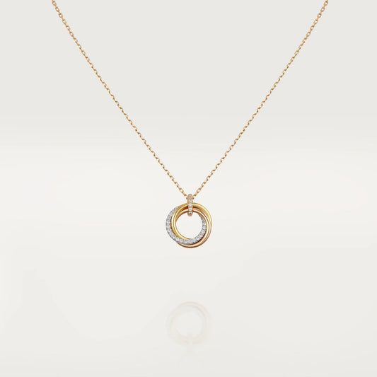 [⭐Corinne]TRINITY NECKLACE SILVER GOLD PINK GOLD DIAMONDS