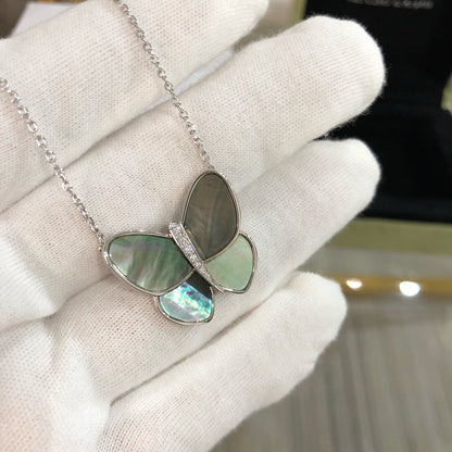 [⭐Corinne]LARGE BUTTERFLY SILVER PENDANT DIAMOND NECKLACE