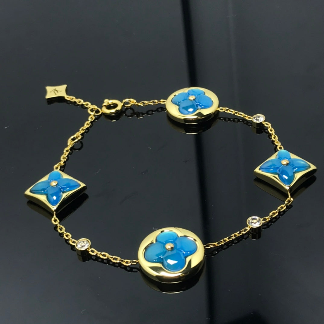 [⭐Corinne]STAR AND SUN 4 MOTIF BLUE BRACELET