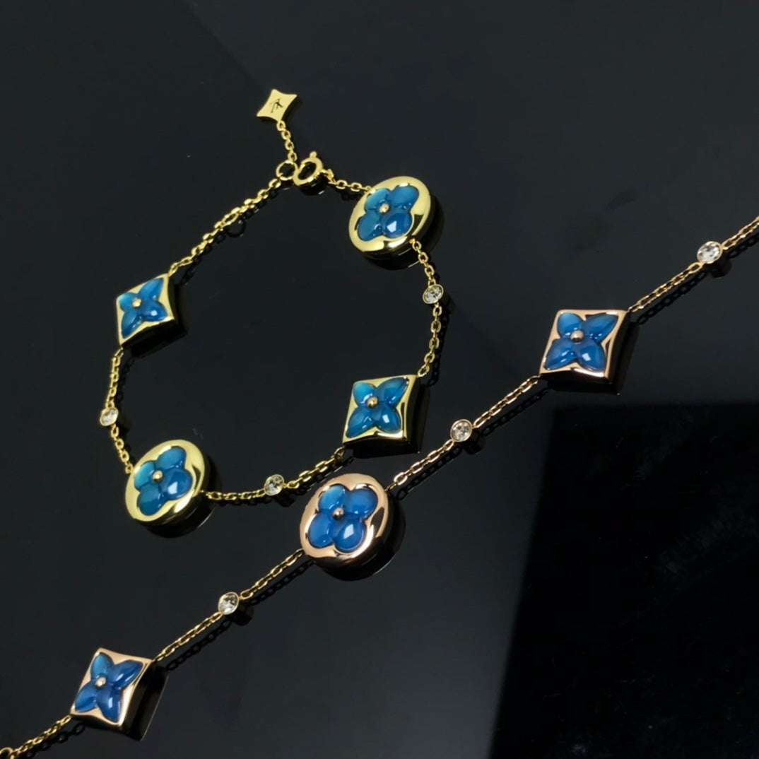 [⭐Corinne]STAR AND SUN 4 MOTIF BLUE BRACELET