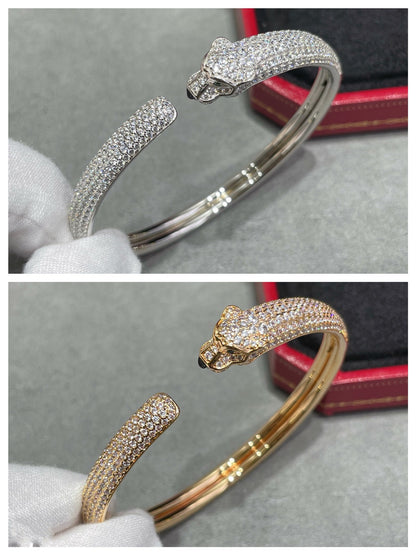 [⭐Corinne]PANTHERE FULL DIAMOND OPEN BRACELET
