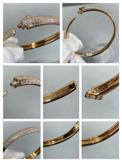 [⭐Corinne]PANTHERE FULL DIAMOND OPEN BRACELET