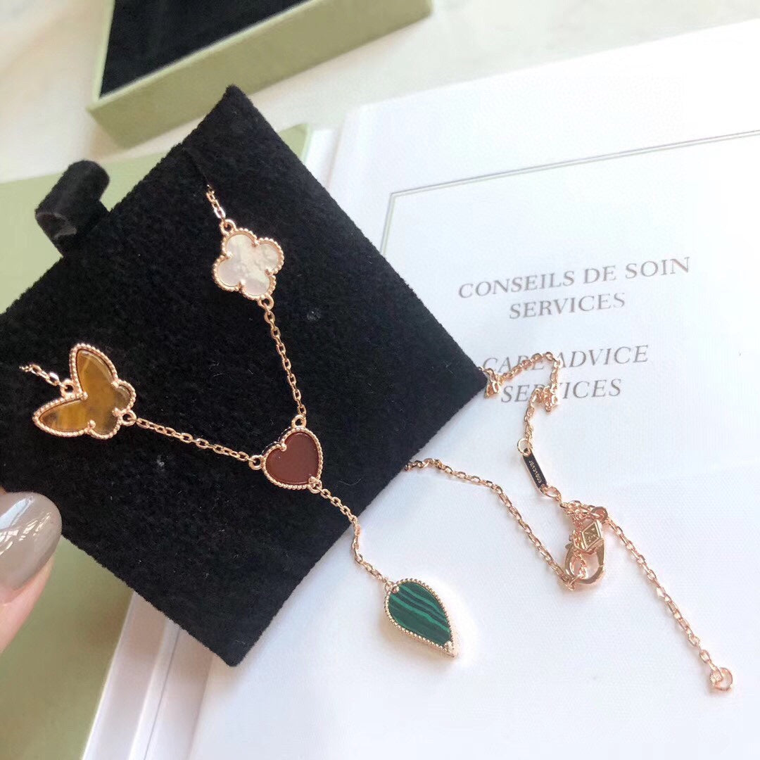[⭐Corinne]LUCKY SPRING 4 MOTIFS ROSE GOLD NECKLACE
