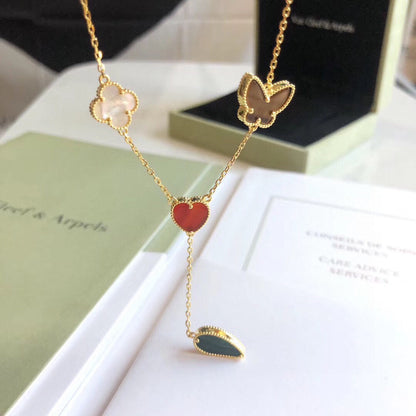 [⭐Corinne]LUCKY SPRING 4 MOTIFS ROSE GOLD NECKLACE