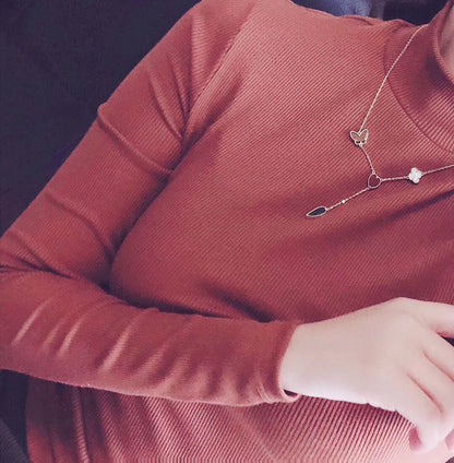 [⭐Corinne]LUCKY SPRING 4 MOTIFS ROSE GOLD NECKLACE