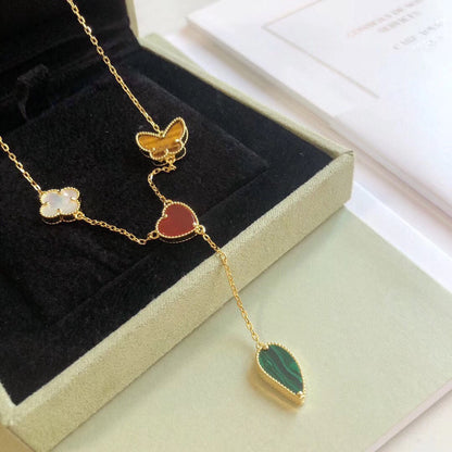[⭐Corinne]LUCKY SPRING 4 MOTIFS ROSE GOLD NECKLACE