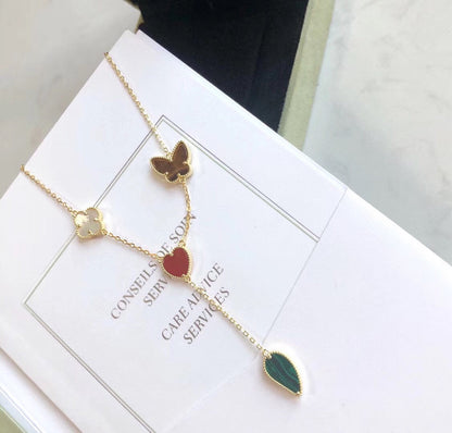 [⭐Corinne]LUCKY SPRING 4 MOTIFS ROSE GOLD NECKLACE