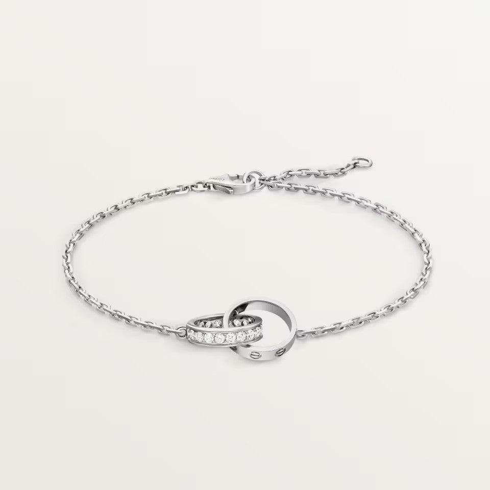 [⭐Corinne]LOVE DOUBLE RING HALF DIAMOND BRACELET