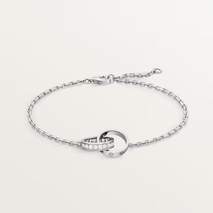 [⭐Corinne]LOVE DOUBLE RING HALF DIAMOND BRACELET