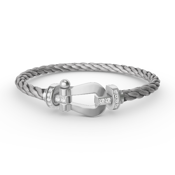 [⭐Corinne]FORCE LARGE HORSESHOE HALF DIAMOND BRACELET SILVER