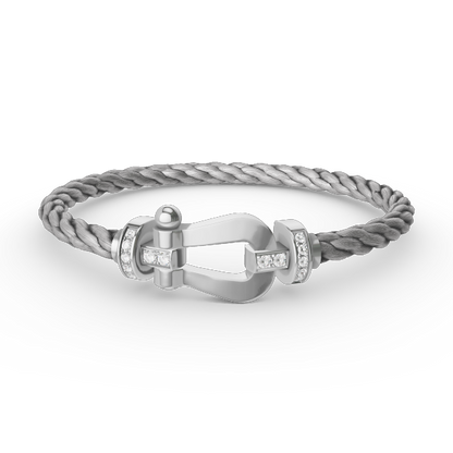 [⭐Corinne]FORCE LARGE HORSESHOE HALF DIAMOND BRACELET SILVER