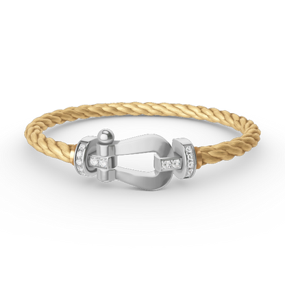 [⭐Corinne]FORCE LARGE HORSESHOE HALF DIAMOND BRACELET SILVER