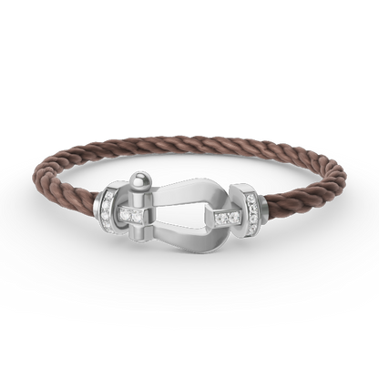 [⭐Corinne]FORCE LARGE HORSESHOE HALF DIAMOND BRACELET SILVER