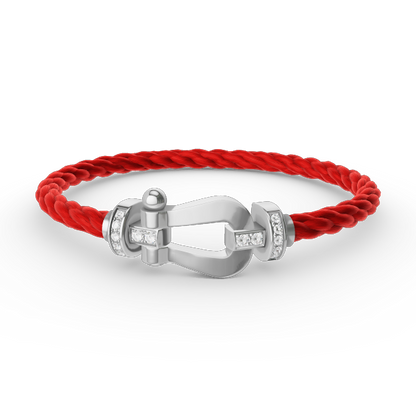 [⭐Corinne]FORCE LARGE HORSESHOE HALF DIAMOND BRACELET SILVER