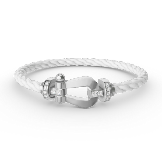 [⭐Corinne]FORCE LARGE HORSESHOE HALF DIAMOND BRACELET SILVER