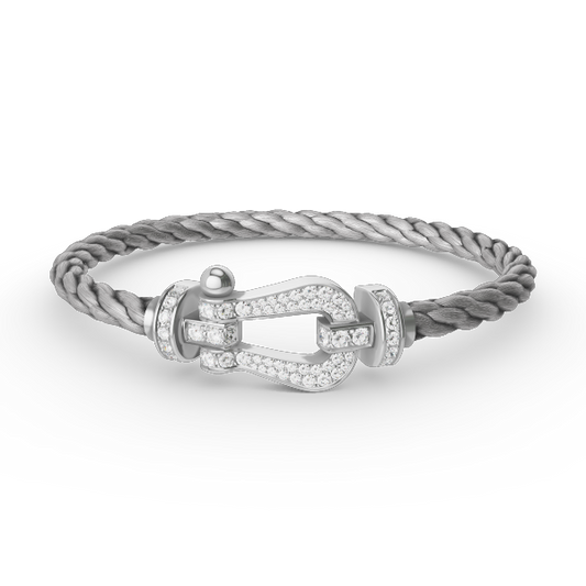 [⭐Corinne]FORCE LARGE HORSESHOE FULL DIAMOND BRACELET SILVER