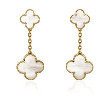 [⭐Corinne]CLOVER 2 MOTIF WHITE MOP EARRINGS