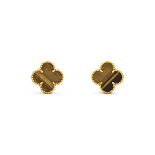 [⭐Corinne]CLOVER MEDIUM 1 MOTIFS TIGER EYE EARRINGS
