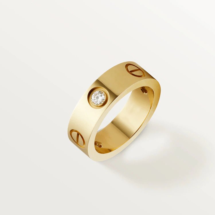 [⭐Corinne]LOVE RING 5.5MM 3 DIAMONDS PINK GOLD
